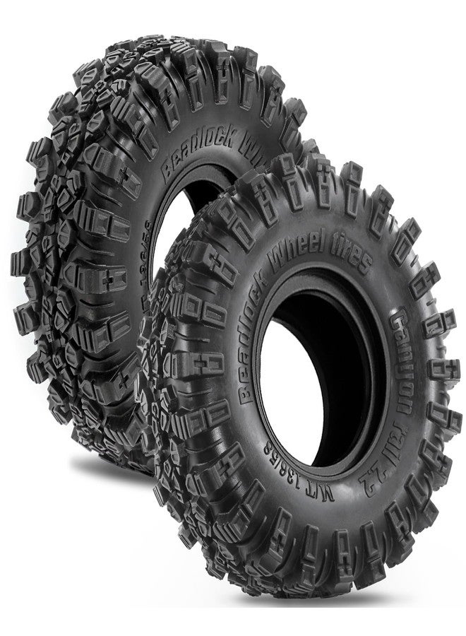 Chanjorlin 2.2 RC Crawler Tires OD 5.35'' 1:10 Soft Rubber All Terrain Tyres for 1/10 1/8 Rock Mud Crawler Car Traxxas TRX4 Axial SCX10 II RC4WD D90 TF2 Tamiya CC01 Gen8 2.2 inch Beadlock Wheels Rims - Image 4